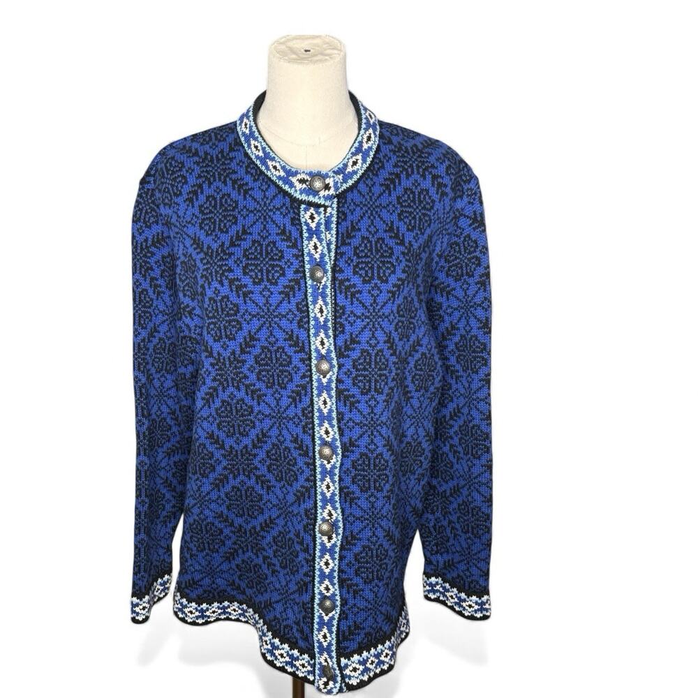 Vintage‎ LL Bean Womens L Cardigan Sweater 100% Cotton Nordic Scandinavian